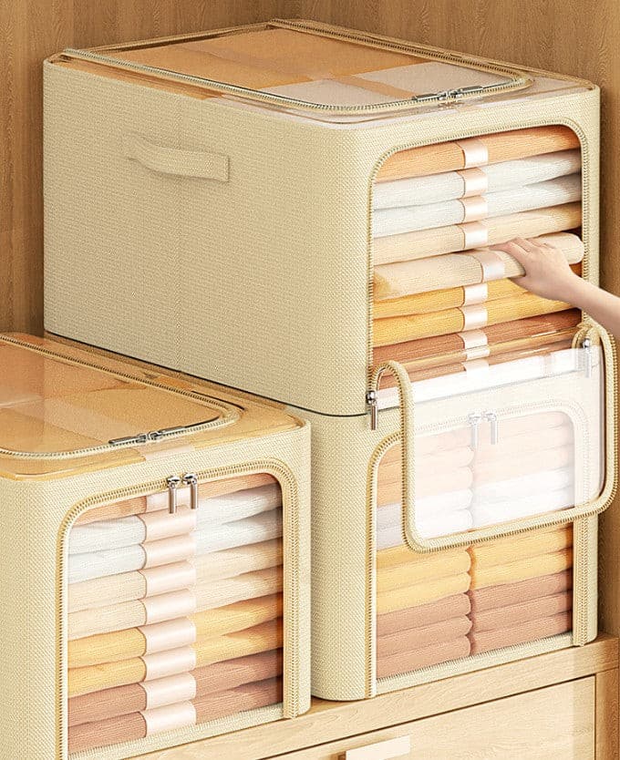 Beige Wardrobe Slimline Folable Clothes Storgae Box.